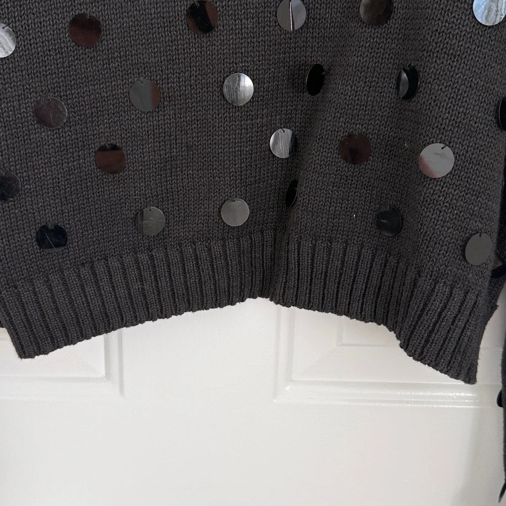 Vintage Karin Morgan Black Open Front Cardigan with Large Sequins  - Size Medium - Picture 8 of 9